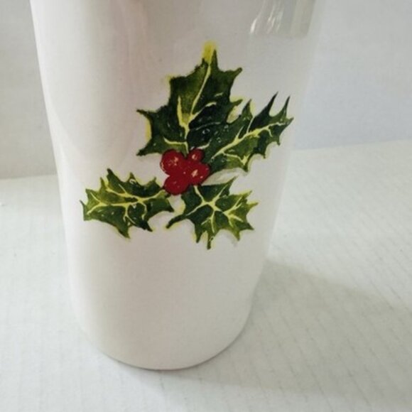 Rae Dunn Holly Jolly Christmas Bottle Vase Ceramic Magenta 195 Artisan Collect - Picture 3 of 9